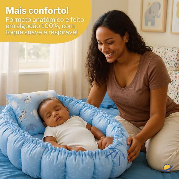 Ninho Aconchego Regulável de Algodão + Almofada Brincarzi