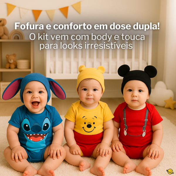 Body Fantasia Temáticos Personagens Brincarzi – Kit 2 Peças