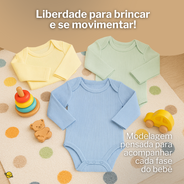 Kit 10 Peças - Conjunto Body Manga Longa + Calça (100% Algodão) Brincarzi