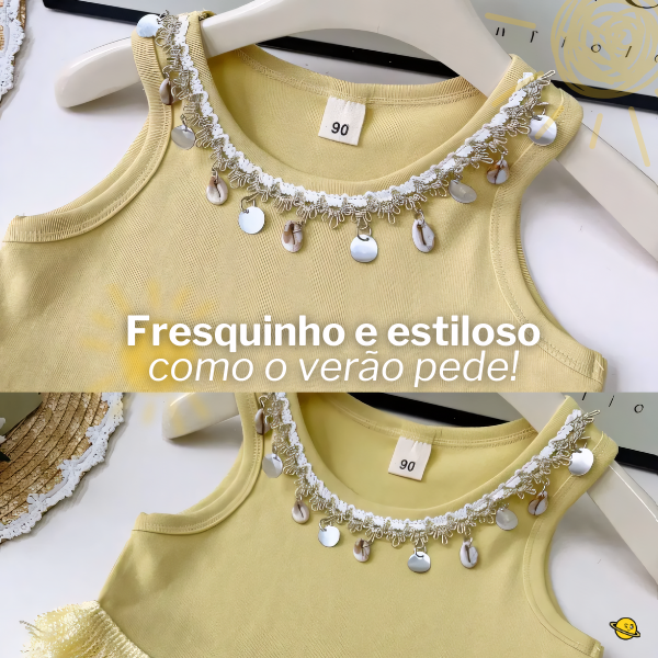 Conjunto Infantil Cropped Polo + Saia-Short blp Brincarzi
