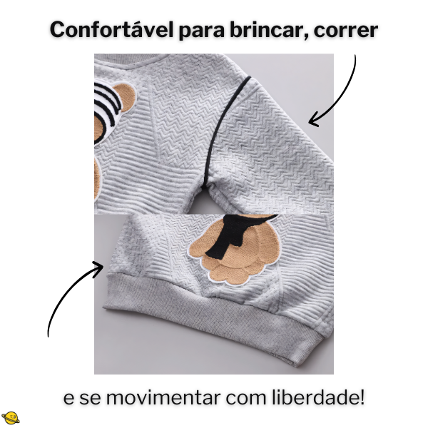 Traje Conjunto de Inverno Algodão Bear (Suéter e Calça) Brincarzi