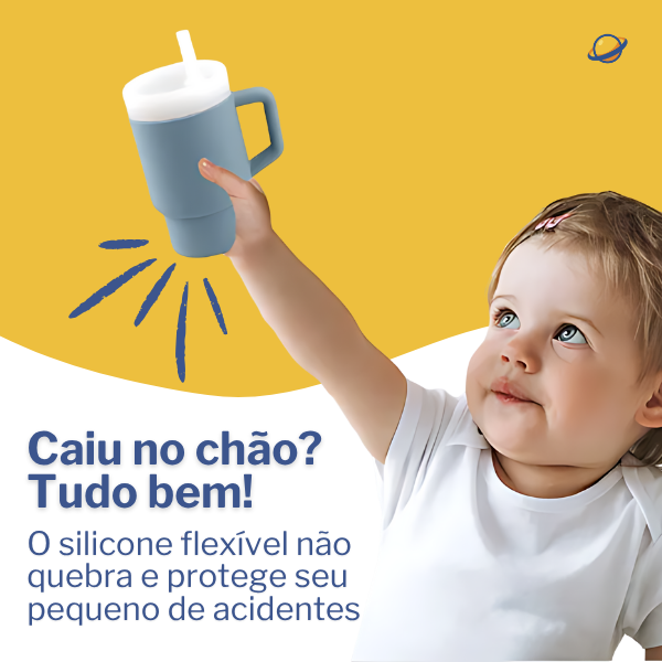 Copo de Silicone com Canudo Anti Derramamento
