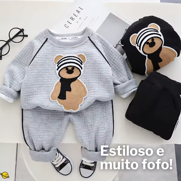 Traje Conjunto de Inverno Algodão Bear (Suéter e Calça) Brincarzi
