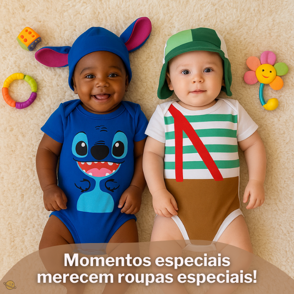 Body Fantasia Temáticos Personagens Brincarzi – Kit 2 Peças