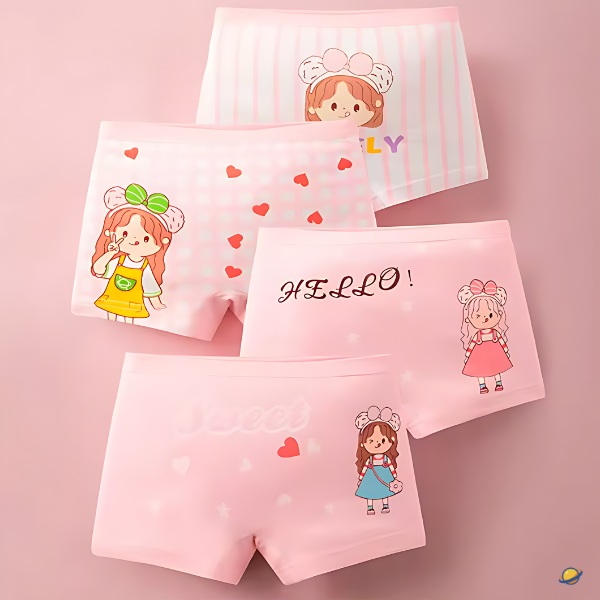 Kit de Calcinhas Infantis Boxer CuteJoy – 4 Peças