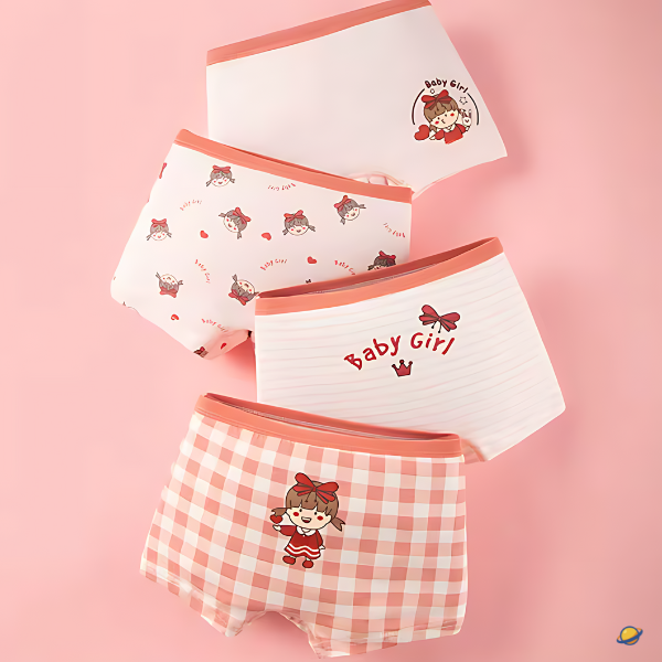 Kit de Calcinhas Infantis Boxer CuteJoy – 4 Peças