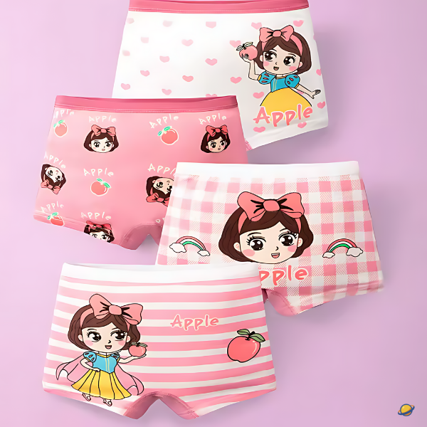 Kit de Calcinhas Infantis Boxer CuteJoy – 4 Peças