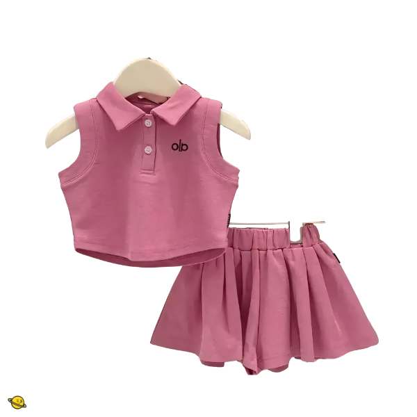 Conjunto Infantil Cropped Polo + Saia-Short blp Brincarzi