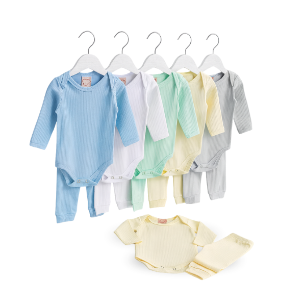 Kit 10 Peças - Conjunto Body Manga Longa + Calça (100% Algodão) Brincarzi