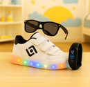 Tênis Light Led + Relógio + Óculos - 3 em 1 (Kids) Brincarzi