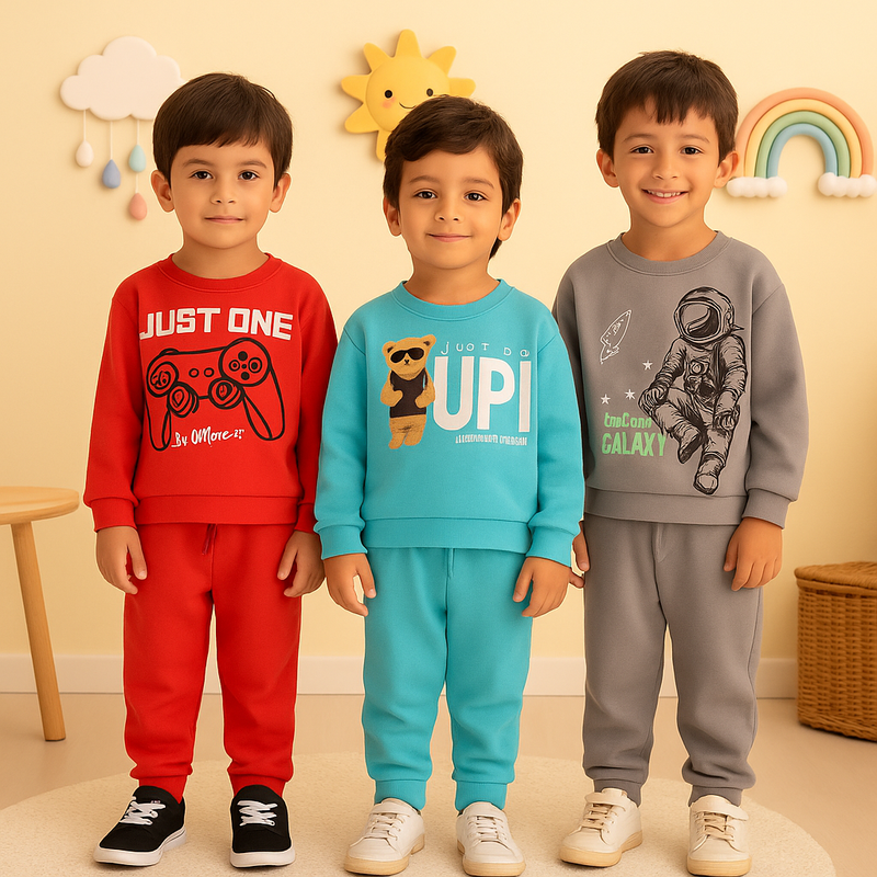 Kit 6 Peças de Moletom Inverno (3 Conjuntos de Casaco + Calça) Brincarzi