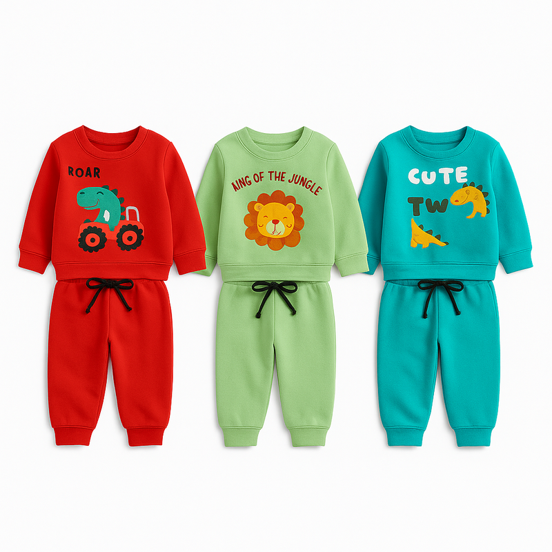 Kit 6 Peças de Moletom Inverno (3 Conjuntos de Casaco + Calça) Brincarzi