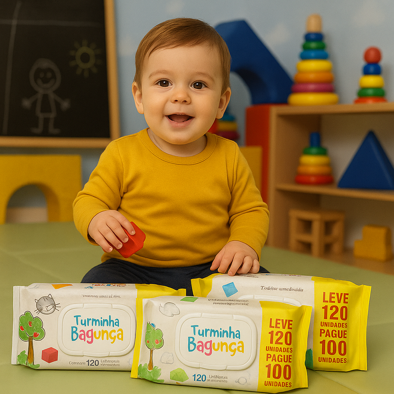 Toalha Lenço Umedecido Atacado Turminha da Bagunça Brincarzi