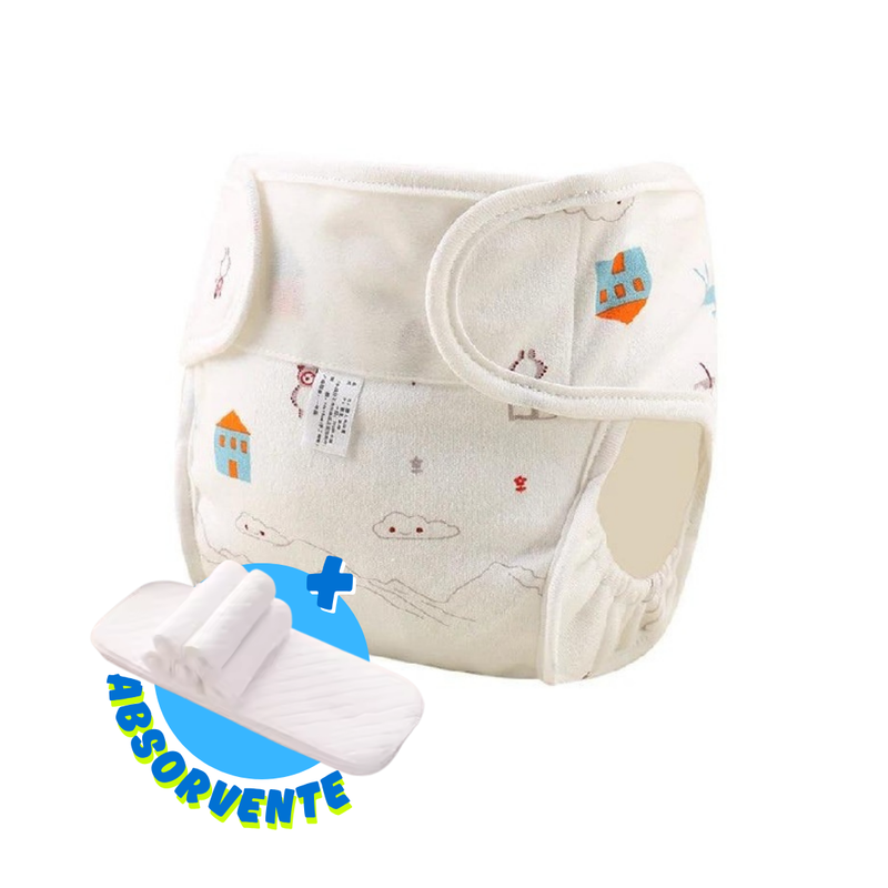 Fralda Reutilizável Impermeável Ecológica + Absorventes