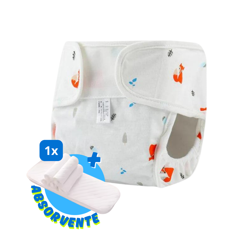 Fralda Reutilizável Impermeável Ecológica + Absorventes