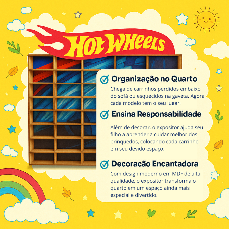 Prateleira Organizadora Carrinhos HotWheels Brincarzi