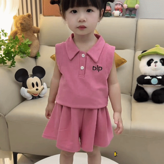 Conjunto Infantil Cropped Polo + Saia-Short blp Brincarzi