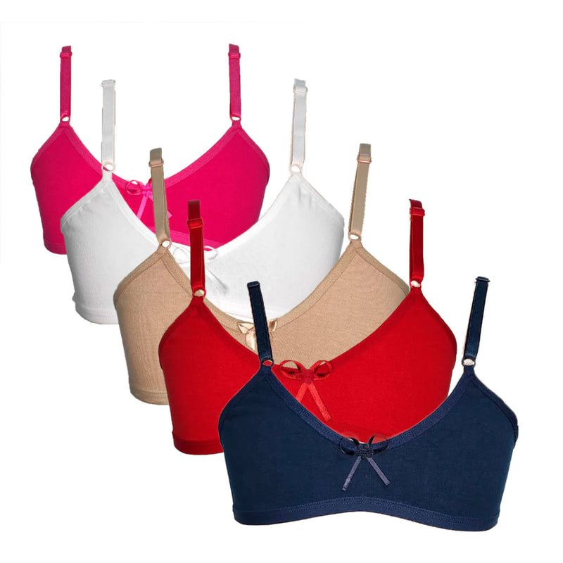 Kit com 5 Sutiãs Juvenis Infantis em Cotton Algodão Brincarzi