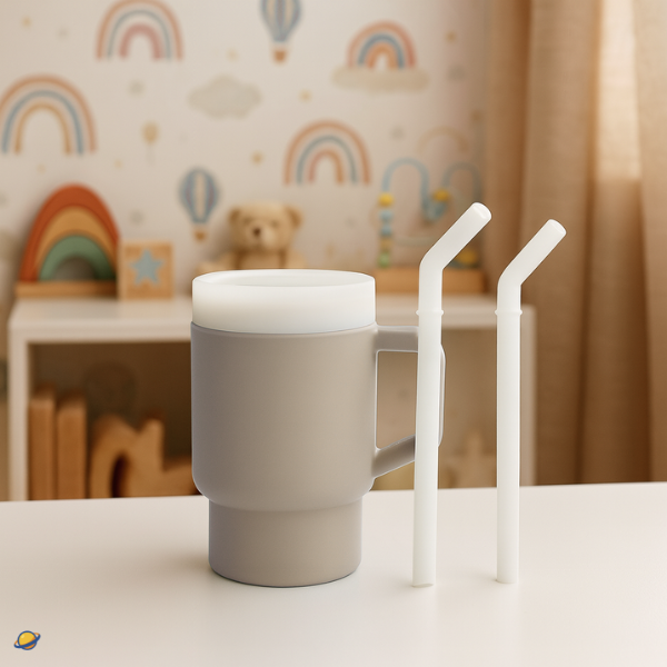 Copo de Silicone com Canudo Anti Derramamento