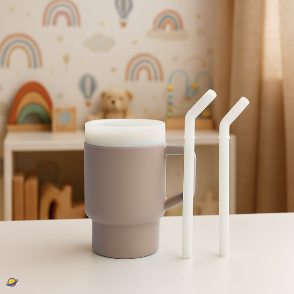 Copo de Silicone com Canudo Anti Derramamento