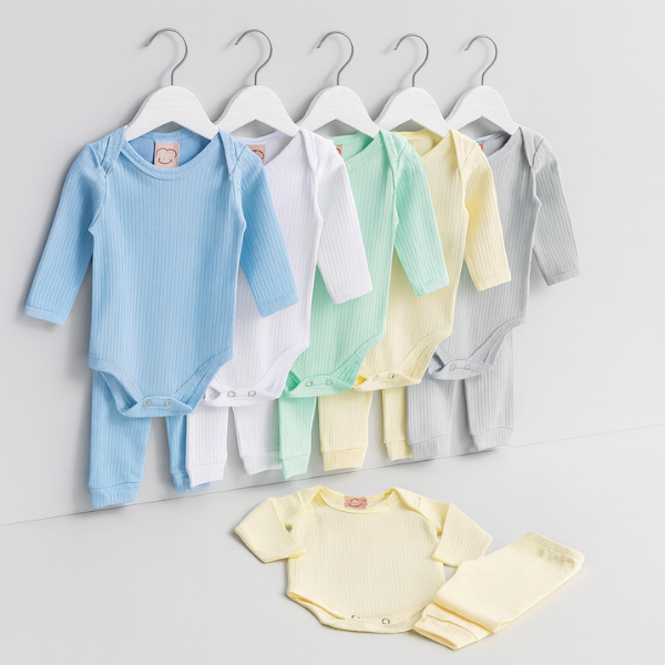 Kit 10 Peças - Conjunto Body Manga Longa + Calça (100% Algodão) Brincarzi