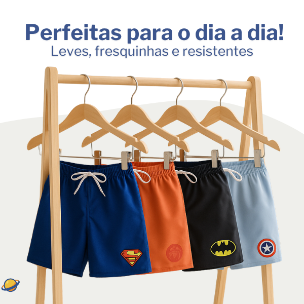 Kit 5 Bermudas Super Heróis Brincarzi