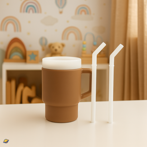 Copo de Silicone com Canudo Anti Derramamento