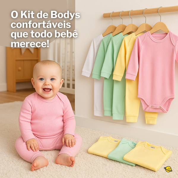 Kit 10 Peças - Conjunto Body Manga Longa + Calça (100% Algodão) Brincarzi