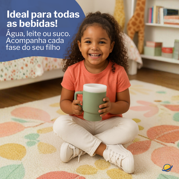 Copo de Silicone com Canudo Anti Derramamento