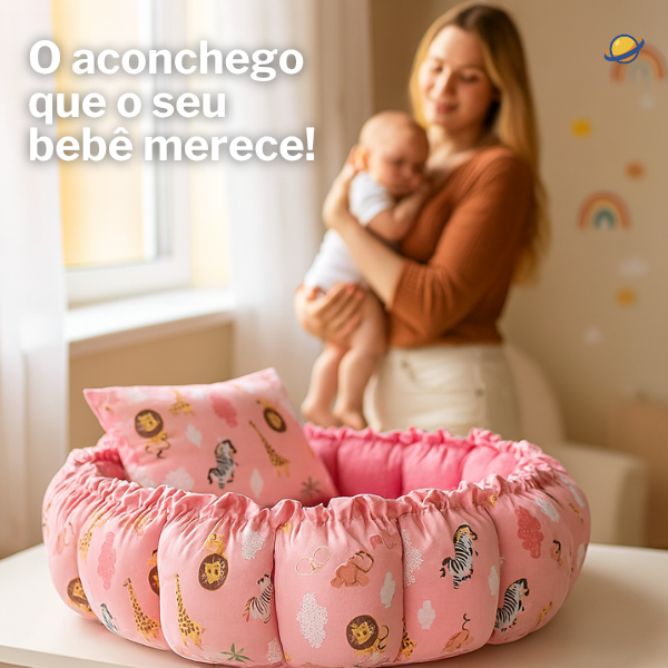 Ninho Aconchego Regulável de Algodão + Almofada Brincarzi