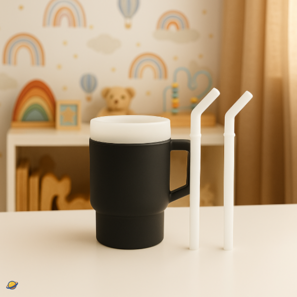 Copo de Silicone com Canudo Anti Derramamento